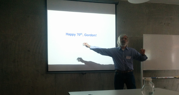 Leslie Lamport congratulates Gordon Plotkin on his 0th birthday.